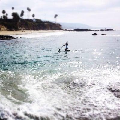 Paddling into shore