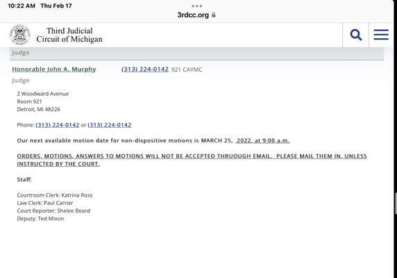 The Judge who presides over my Auto Insurance Claim.  Claim #07-727-897-NF filed October 18, 2010.