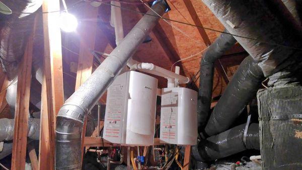 Double tankless water heater installation.