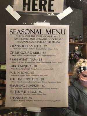 Seasonal drink menu - big holiday season 2021.