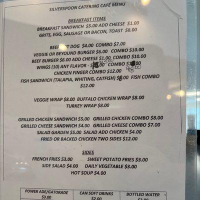 Breakfast / lunch menu