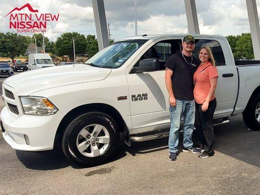 Congratulations, Travis and Stormy! We hope you enjoy your 2014 Ram 1500! Welcome to the Mtn View Family! (Agent: Brian Ballard)