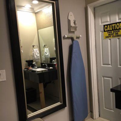 Amenities; nice full mirror, Ironing board w Iron