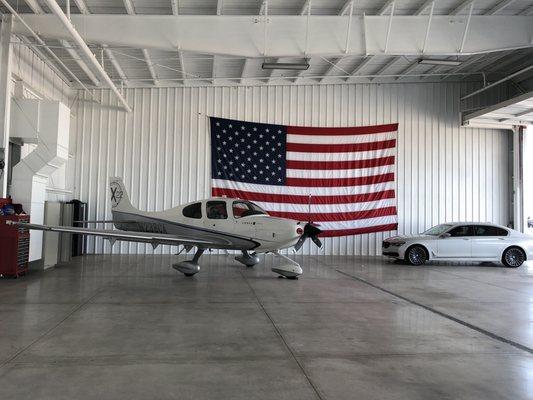 Inside the hangar space.