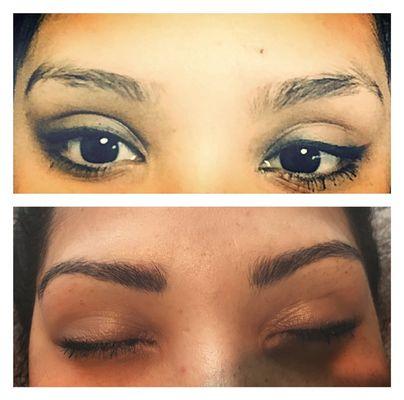 Microblading, filling in and reshaping brows with tattooing! Last 2-3 years!