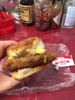 Steak and egg breakfast biscuit