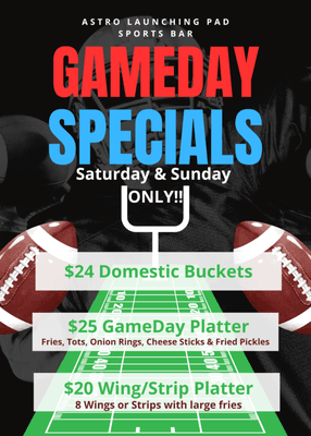 Football specials, weekends only!!