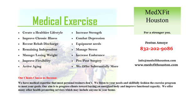 Here are some of the benefits of Medical Exercise