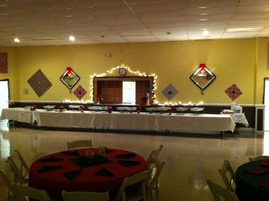 Typical banquet buffet arrangement.