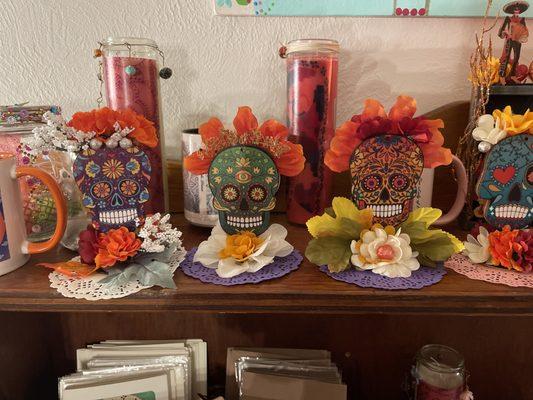 Calaveras Day of the dead decorative remembrance skulls.