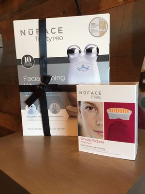 Facial rejuvenation treatments with NuFace, a facial toning device.