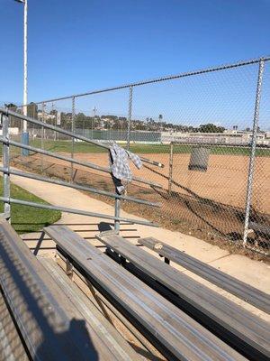 Bleachers and someone's lost pants