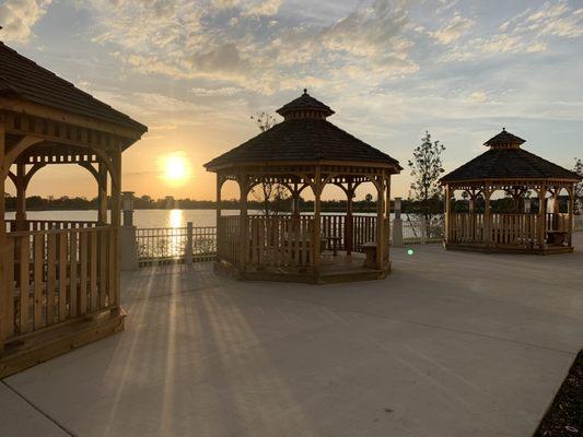 The gazebos in the back of our shop is the perfect place to relax and enjoy a drink and sunset.