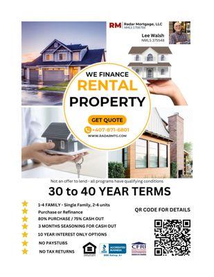 Real Estate Investors - We finance rental property.