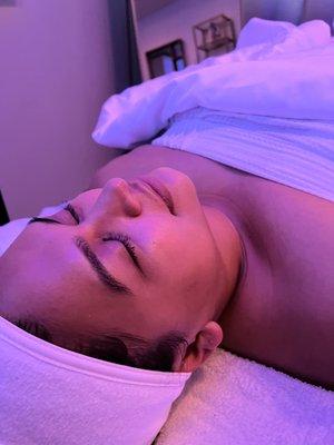 Glowing after an LED facial