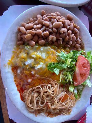 Flat cheese enchiladas plate. Very good!