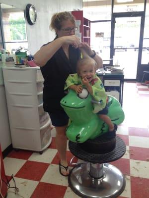 Sarah did a great job our 17 month old's 1st haircut. She was sweet and gentle and made it fun.