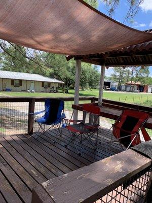 Seating area under shade