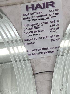 Hair cut Prices