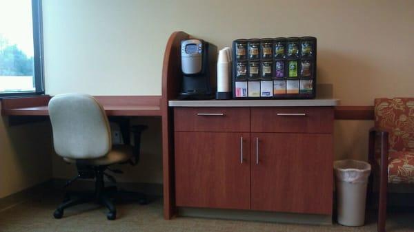 Coffee station in Suite 350