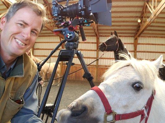 Scott on a Real Estate Video shoot with horse extras!