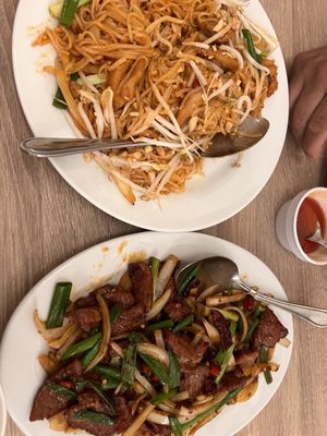 Mongolian beef and Pad Thai