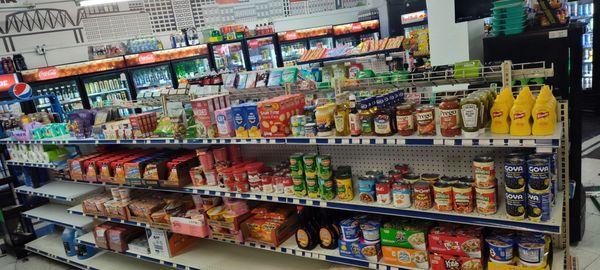 Large selection of basic groceries. They should stock some bread on those shelfs