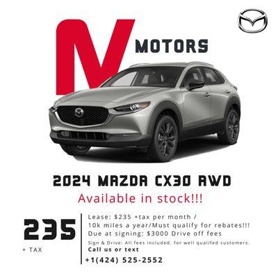 2024 Mazda CX30 AWD
for leasing and sale
individual recommendations based on your criteria