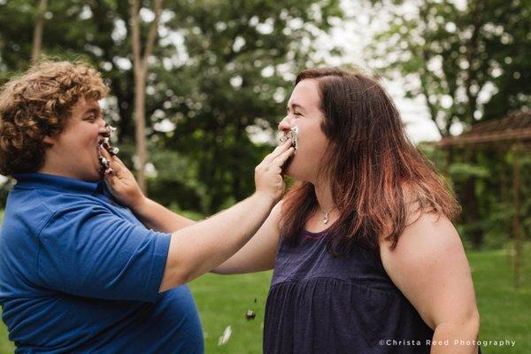 One year wedding anniversary cake smash photo shoot