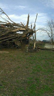 Tornado cleanup in Farmersville Tx last year. My company donates time, tools and love to those in need.