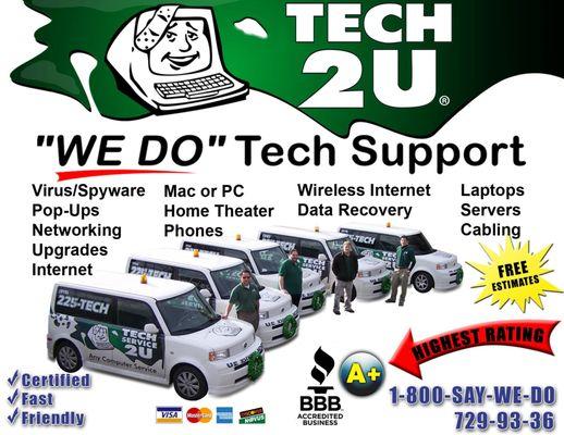 Contact Us Today & Mention Yelp!  https://www.tech2u.com/