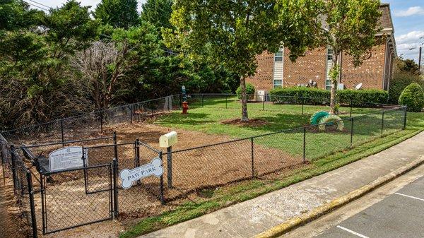 Drone shot of pet park with obstacles