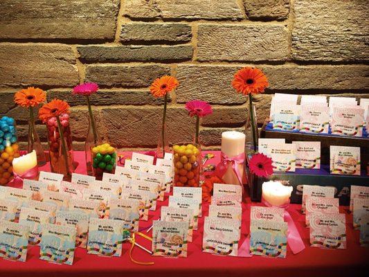 Place card table for Candy land theme.