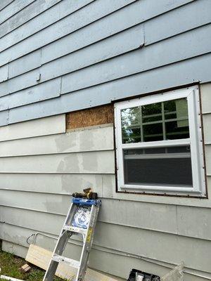 Before siding and paint/ new window install