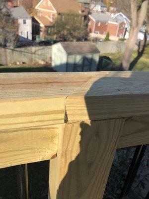 Poorly mitred railing