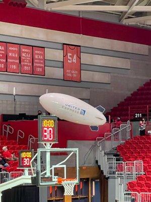 Blimp inside the Show Me Center...