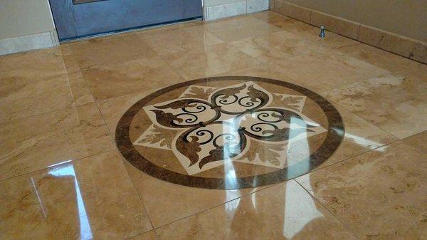 Travertine & Marble Medallion Honing, Polishing, & Sealing