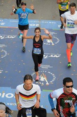 Courtney Buckley finishing the NYC Marathon in 2016