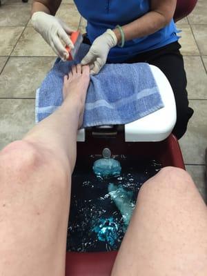 White legs and don't care because I'm getting a great pedicure