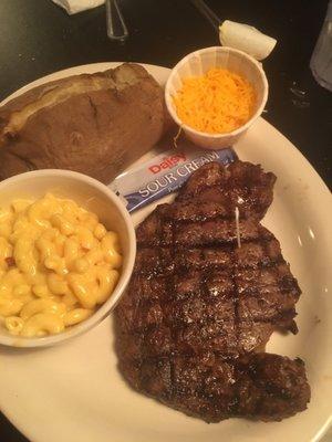 Ribeye dinner...my daughter said mac 'n cheese was a "game changer"!