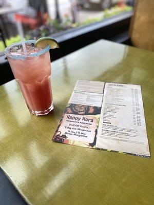 Watermelon  Margarita with the front of drink menu