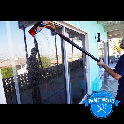 Thorough cleaning with deionized water, leaving a spot free window every time.