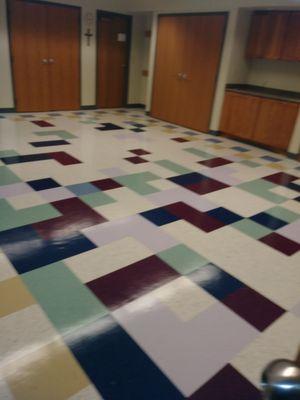 Fresh waxed breakroom floor