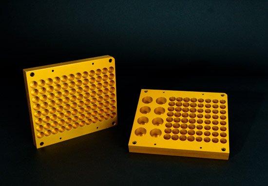 CNC Machined Aluminum Vial Tray for the Pharmaceutical, Research and Development Industries