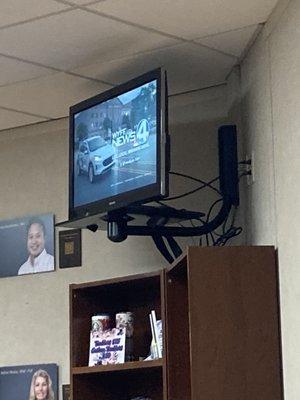 Loud TV in the waiting room