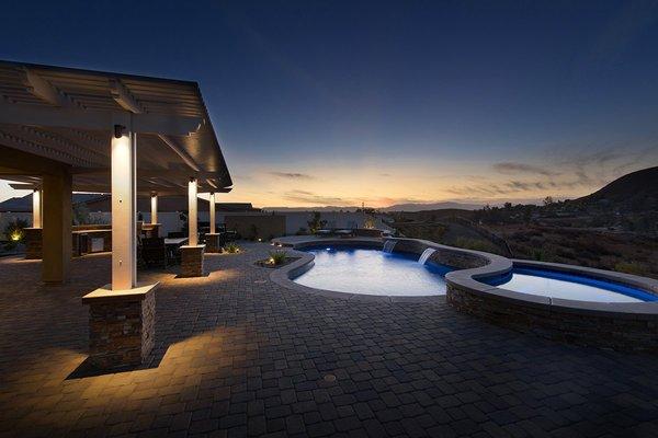 Pool and patio at night.  Can't beat that.