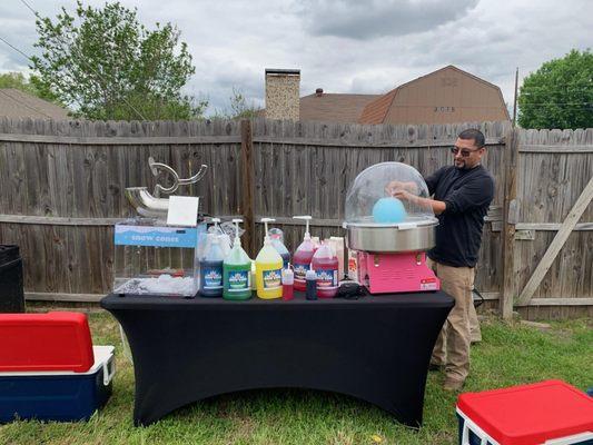 Snowcone & Cotton Candy Machine ready for your next Party Event.