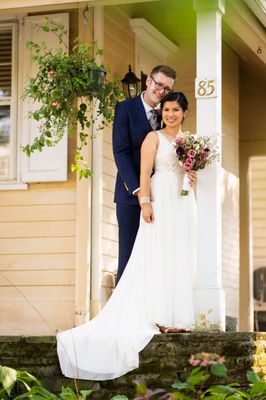 Bride & Groom portrait. Elopement at Devonfield Inn in Lee, MA