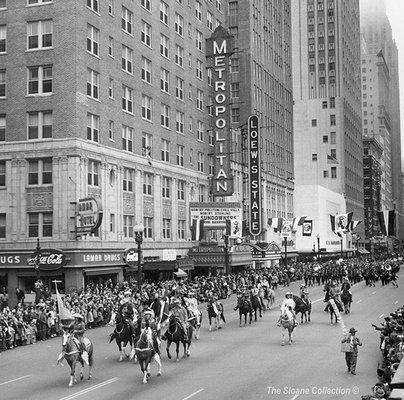 Rodeo parade down Main street Houston, 1950's