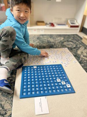 Learning math with hands on concrete materials.